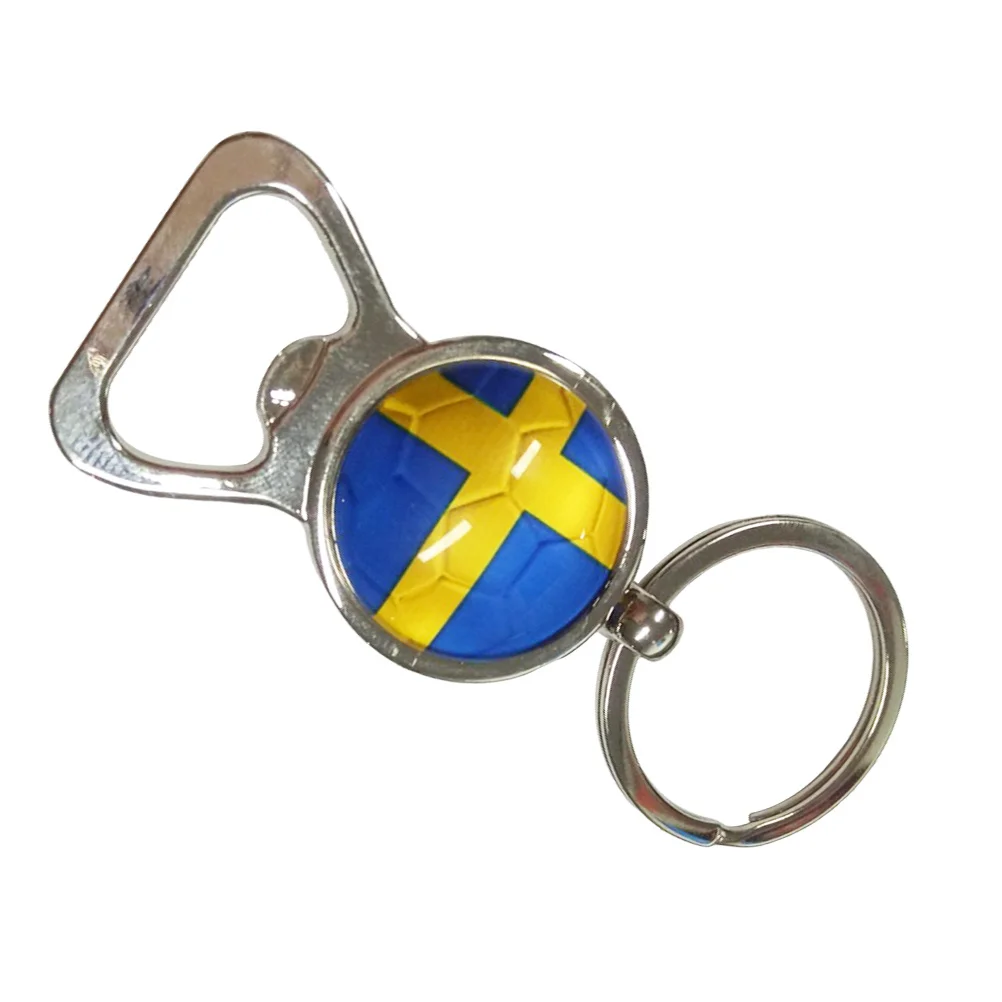 

Flag Keychain Metal Bottle Opener Pocket-Sized For Wine Beer Soft Drink Cup Sweden Design Kitchen Bar Tool