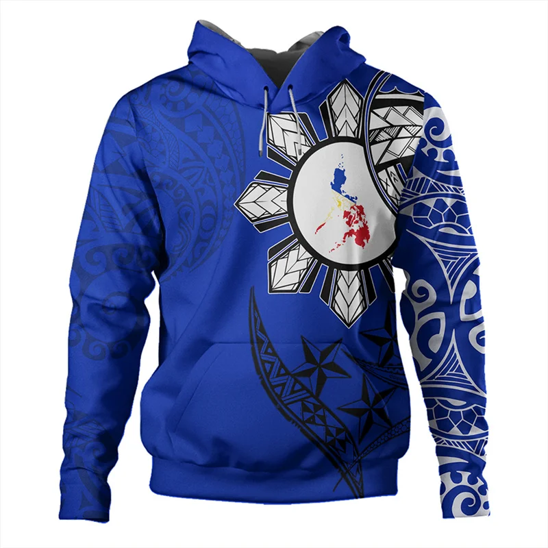 

Vintage 3D RepublicOf The Philippines Flag Printed Hoodies For Men Philippine National Emblem Graphic Hoodie Clothing Pullovers