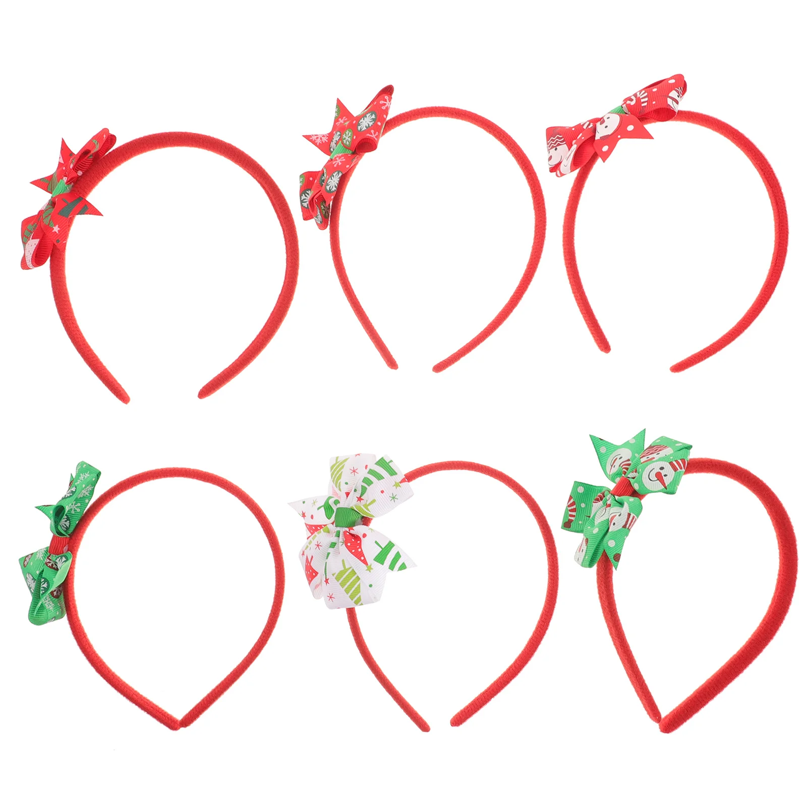 

6Pcs Festive Hair Hoops Kids Bow Hairband Comfortable No-Fading Decorative Headdress for Christmas Carnival Events