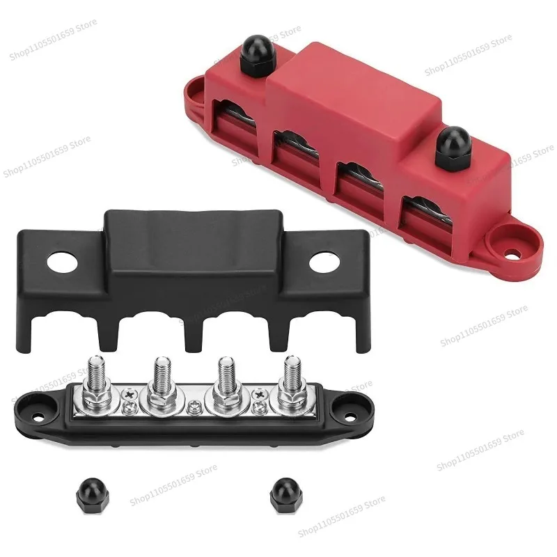 For  Yacht Bus M8M10 High Current Wiring Stud, Red and Black 4 Stud Power Distribution Block Bus