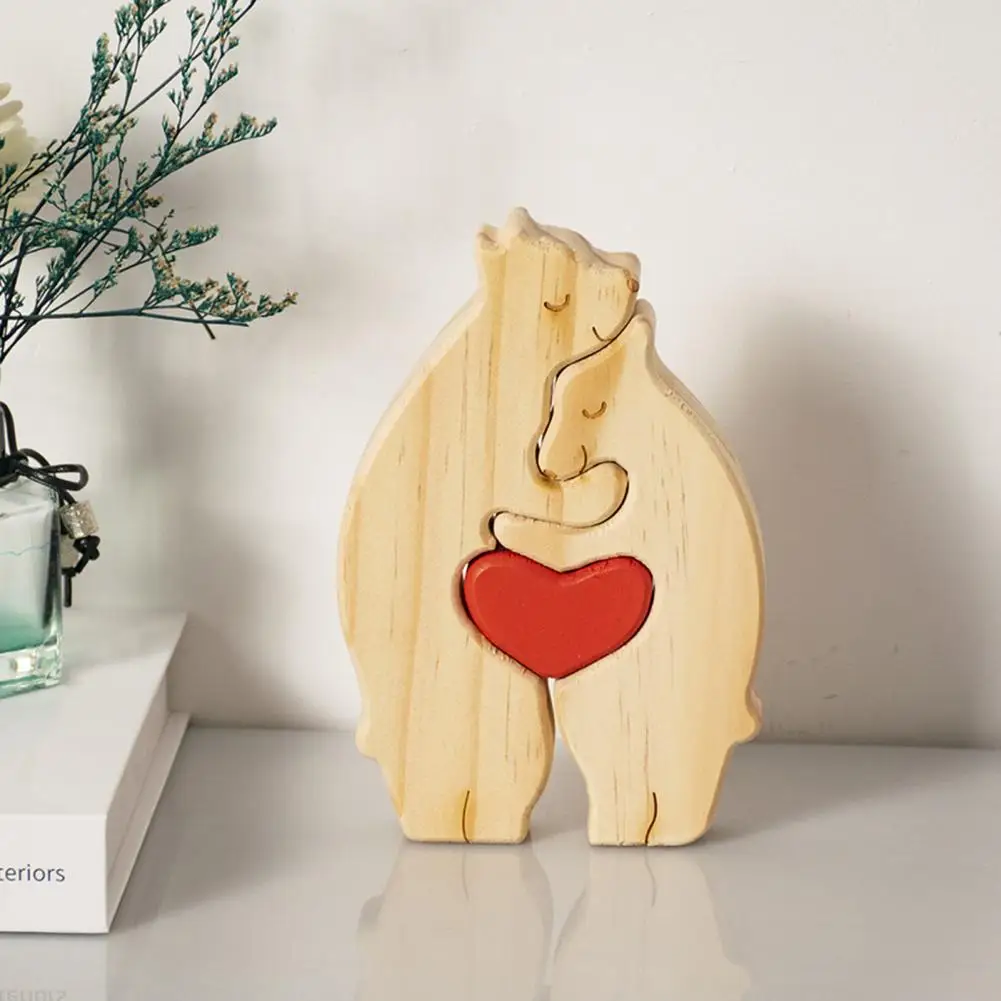 Bear Symbol of Love Bear Pendant Decoration Custom Wooden Bear Family Puzzle with Personalized Names Unique Desktop for New