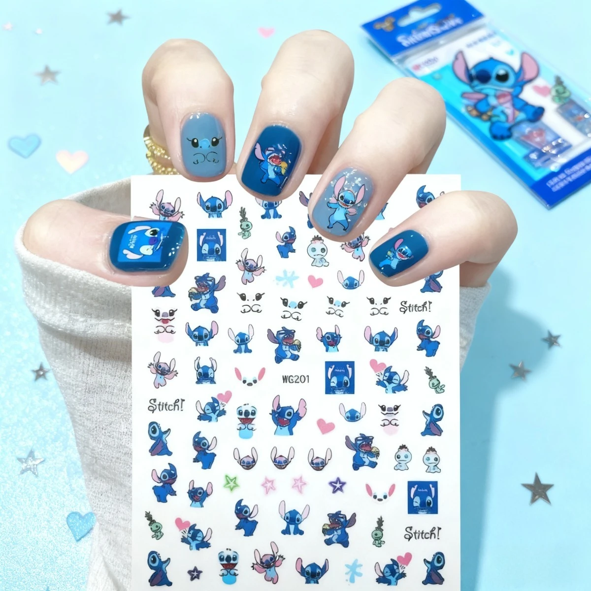 

12PCS Disney Stitch Kawaii Nail Art Stickers Waterproof Full Nail Decals for Kids Adults Anime Fans Birthday Gift