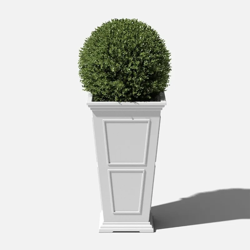 Fairmont Tall Plastic Planter - Large Outdoor Planter for Front Porch | Crack Resistant All-Weather Use | Classic Estate Design