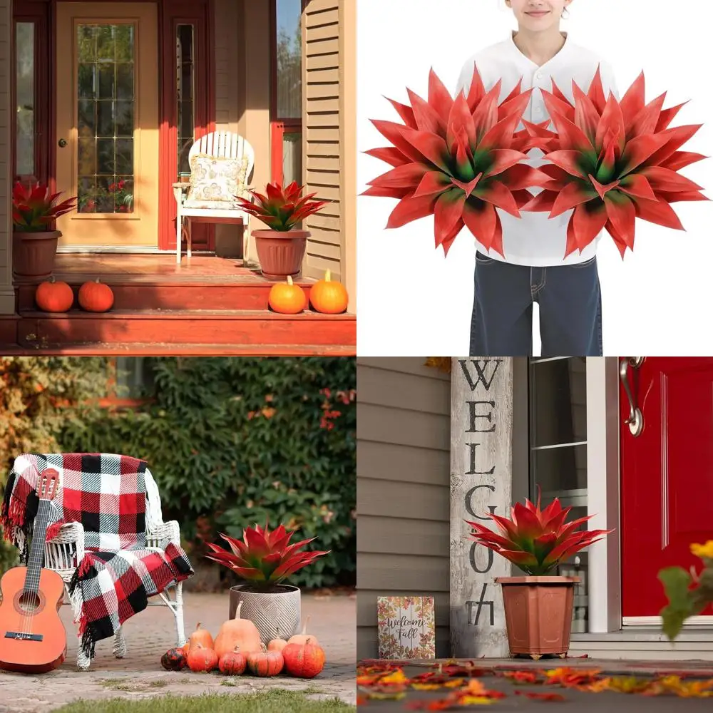 

Набор искусственных суккулентов, красная агаза для декора комнаты, искусственные стебли без горшков, для использования в помещении и на открытом воздухе, 28 дюймов