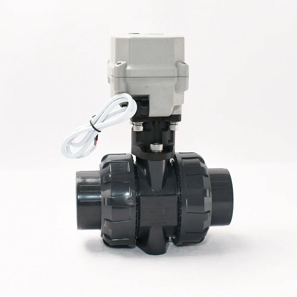 DC12v 15N.m  1  1/2inch  BSP/NPT electric valve 2 wires control PVC Motorized Ball Valve