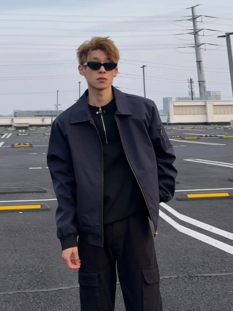 

Cobalt Blue American Sle Baseball Jaet ort Workwear Coat for Men Spring Autumn Season Bomber Flight Leather Jaet