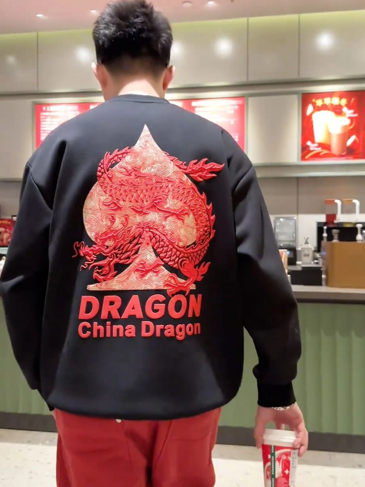 

2025 New Dragon Year Men's Fce Lined Hoodie Loose round Ne Sweatirt Trendy Faion Winter Top Set Youth Vitali Sle