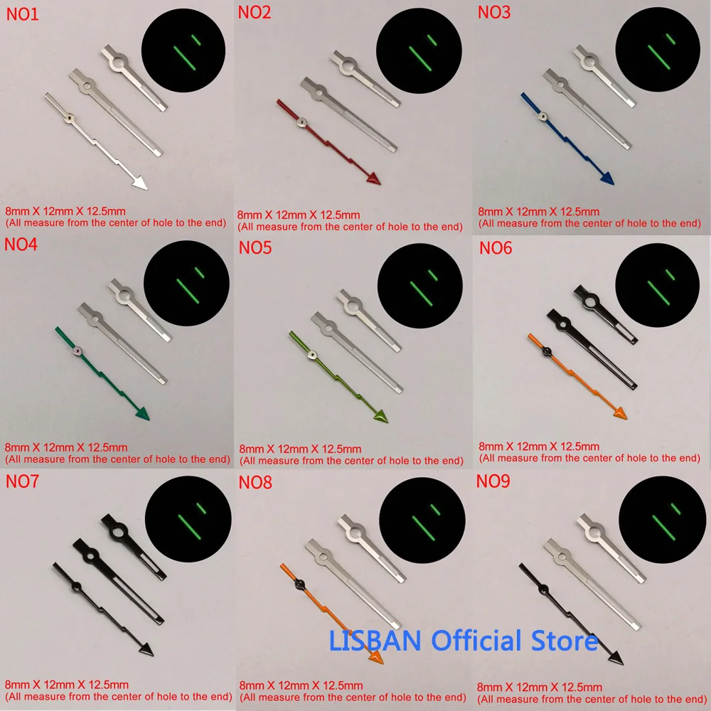 Lisban watch hands green luminous hands fit NH35 NH36 ETA 2836 2824 Miyota 8205 8215 821A Mingzhu DG 2813 3804 movement