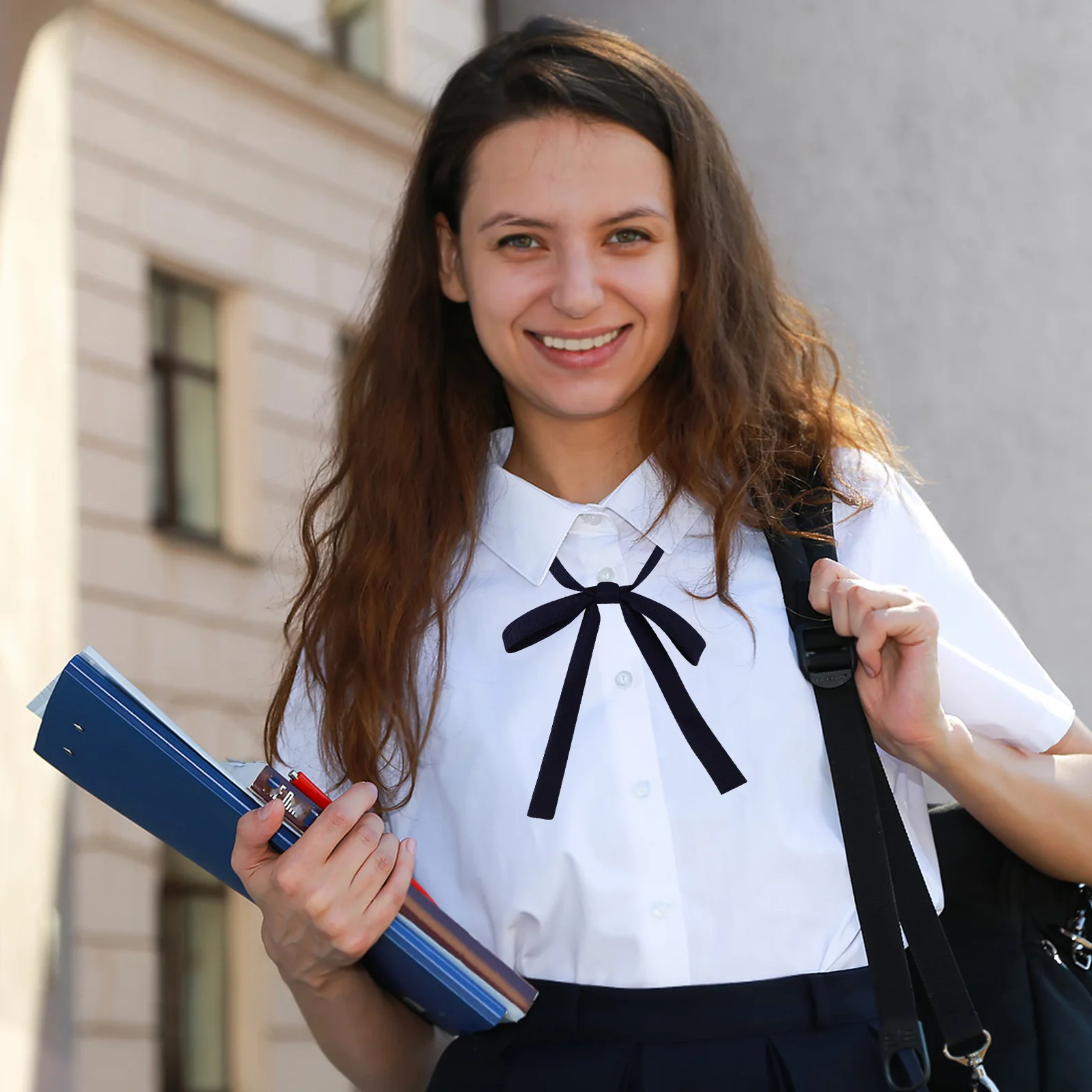 2개입 일본 스타일 유니폼 리본 여성 소녀 학교 캐주얼웨어용 조절 가능한 넥 리본 프리타이드 보타이