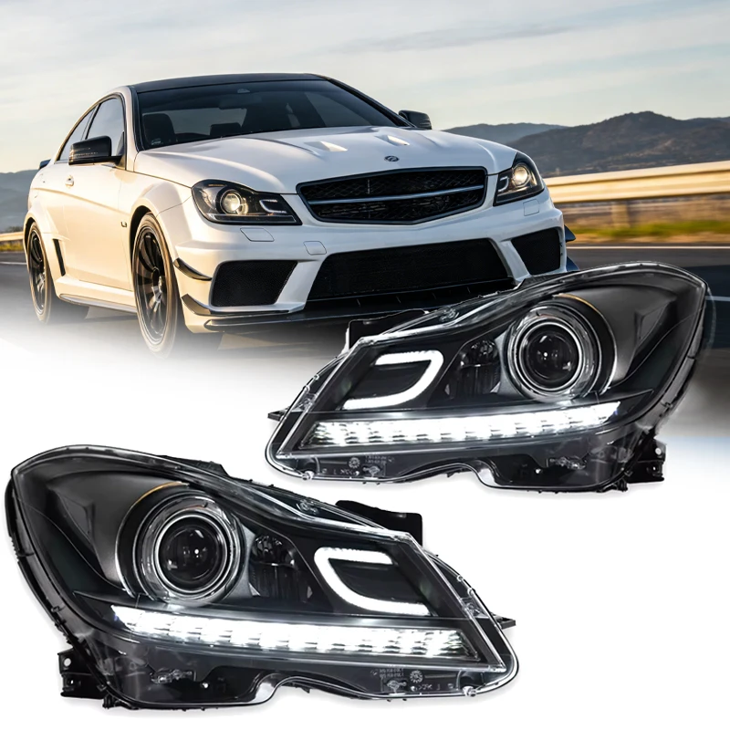 Auto Parts For W204 Headlights 2011-2013 C200 C300 C Class Latest Styling LED DRL Dual Projector Car Accesorios Modified