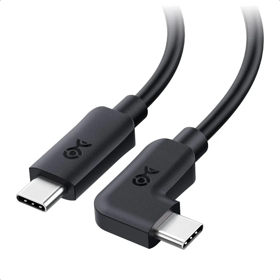 كابل USB C بزاوية قائمة 20 جيجابت في الثانية منافذ 6 أقدام حتى [8 كيلو @ 30 هرتز 4 كيلو @ 120 هرتز فيديو 240 وات شحن نقل بيانات 20 جيجابت في الثانية] كابل USB C بزاوية 90 درجة