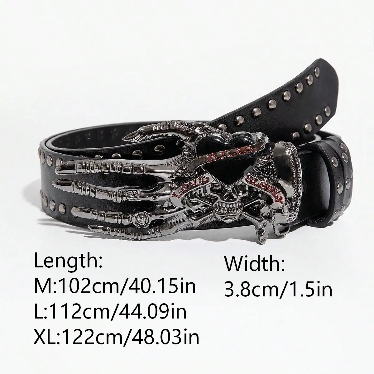 1pc women's vintage Y2K punk decorative black belt with a skull hand-shaped buckle, a unique versatile accessory belt view 4