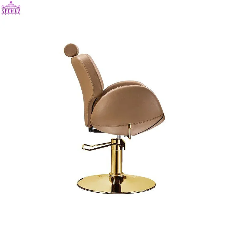 2024 most popular brown salon furniture beauty salon equipment Hairdressing Hydraulic Recliner Lift Down Barber Chairs