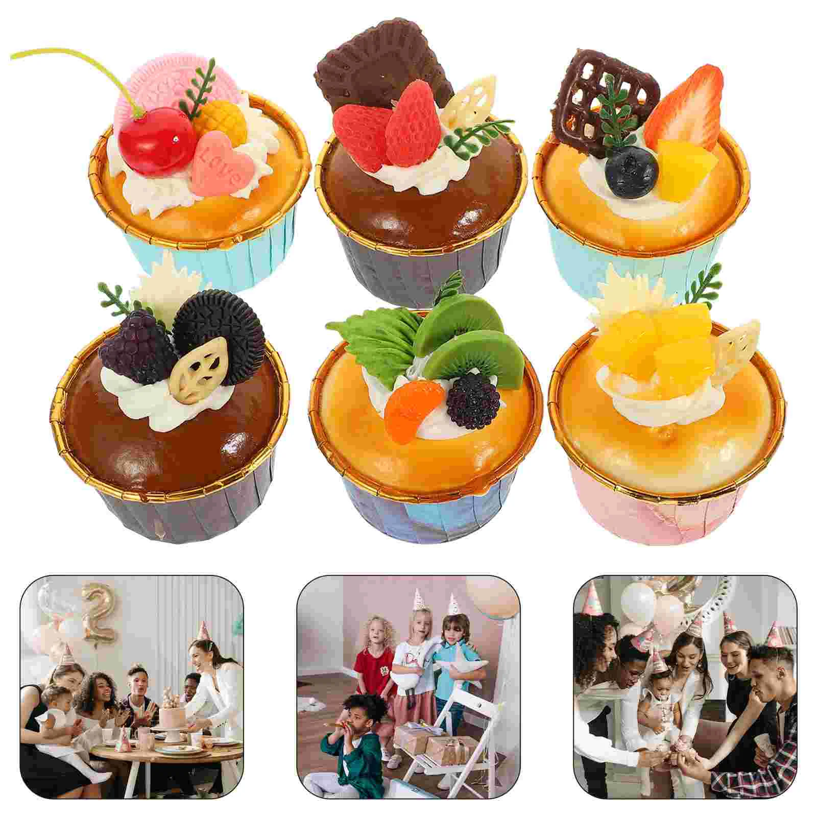 6 Pcs Cake Model Artificial Cakes Simulation of Food Delicate Models Slice Masquerade