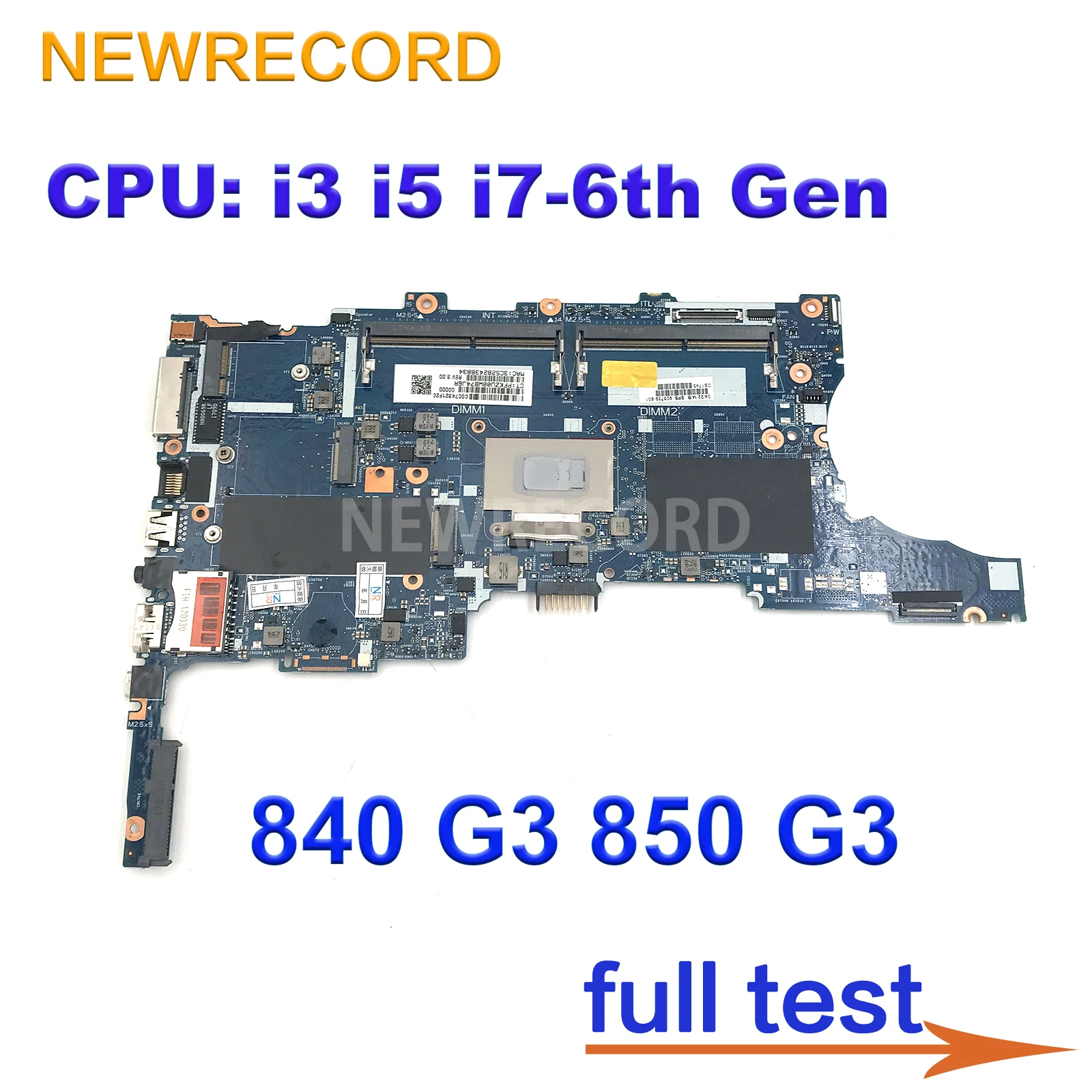 Pour HP ElitePle840 G3 850 G3 Ordinateur Portable Carte Mère Avec i3-6100U i5-6300U i7-6500U CPU UMA DDR4 6050A2728501 6050A2822301-MB-A01