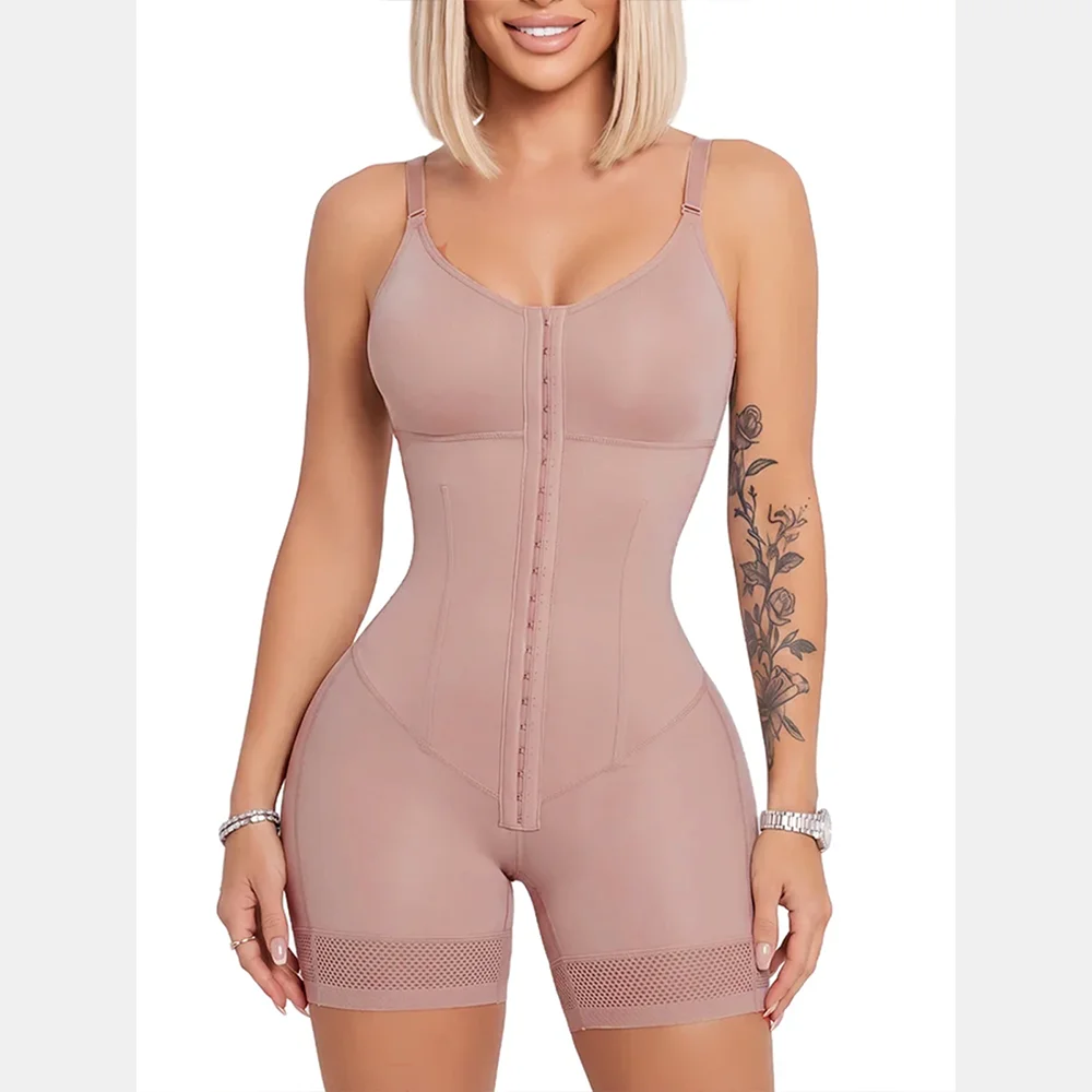 Front Hook Faja Shapewear Bodysuit Adjustable Straps Tummy Control Waist Shaper Butt Lifter High Compression Shorts for Women