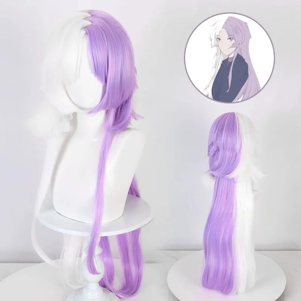 

Anime Bungou Stray Dogs Cosplay 100cm Long Sigma Cosplay Wig Purple White Sigma Wigs Heat Resistant Synthetic Hair + Wig Cap