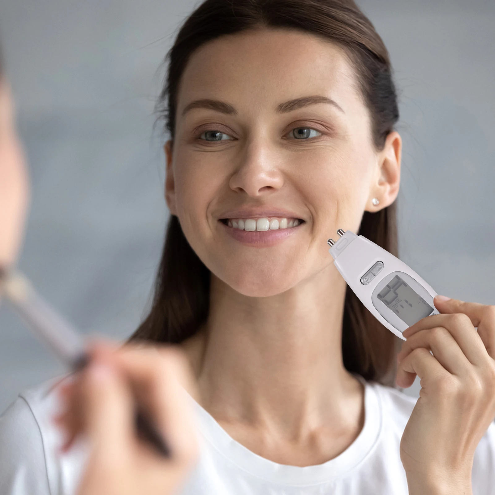 1 مجموعة جهاز اختبار رطوبة الجلد الرقمية مقياس رطوبة الوجه عالية الدقة محلل الزيت جهاز اختبار ترطيب الوجه المحمولة الخلفية الجلد #2