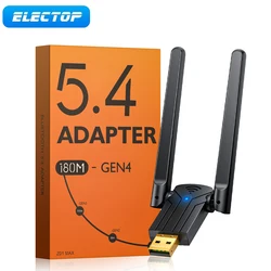 Electop 180M 블루투스 5.4 어댑터, 무료 드라이버 USB 블루투스 동글 어댑터, 윈도우 11 10/8.1 마우스 키보드 오디오 수신