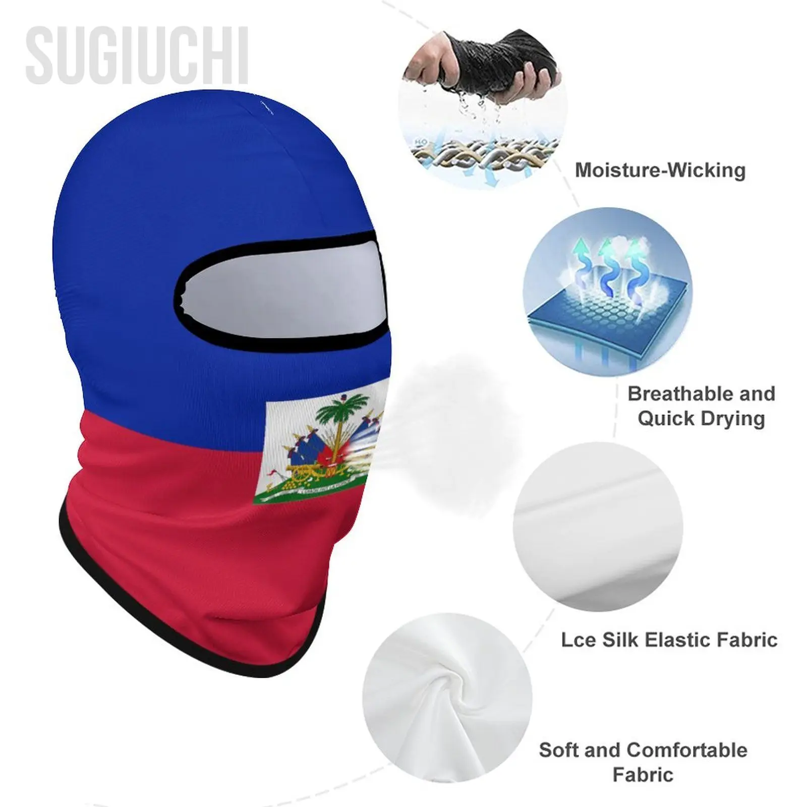 Haiti Flag Outdoor Cool Sunscreen Motorcycle Face Mask Moto Biker Wind Cap Mask Stopper Windproof Bicycle Cycling Headgear