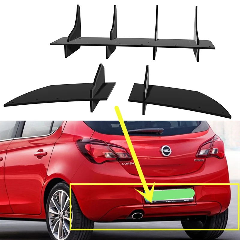 Fit Opel Corsa Standard Edition 2015--2017 Year Rear Diffuser Bumper Lips Spoiler Splitter Body Kit Accessories