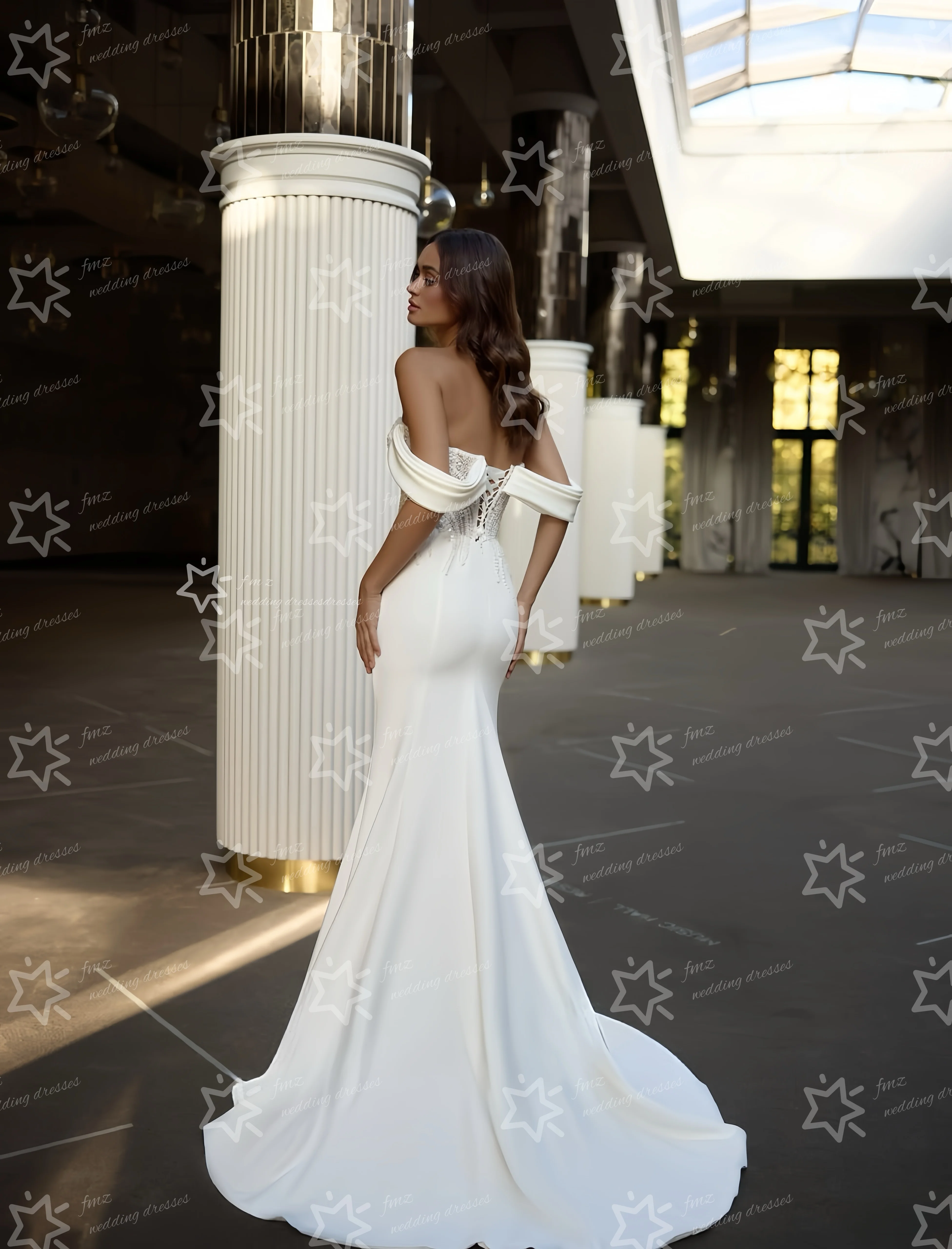 Customzied Mermaid Slit Satin Lace wedding dress 2025 vestidos de novia amanda novias amanda novias official