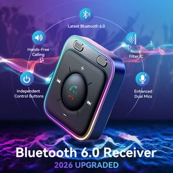 Joyroom Bluetooth 6.0 Wireless Receiver Car Adapter Enhanced Dual Mics ENC Noise Cancellation 3.5mm AUX Car Hands-Free Adapter