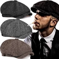 Classic Hat for Men Caps Vintage Retro Tweed Berets Hat Fashion Flat Peaked Cap Street Hats for Women Men New Accessories
