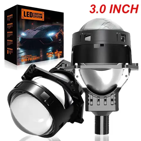 2개 3.0인치 Bi LED 프로젝터 렌즈 자동차 헤드라이트 40000LM H4 H7 9005 9006 상하향등 범용 자동차 헤드램프 6000K 12V