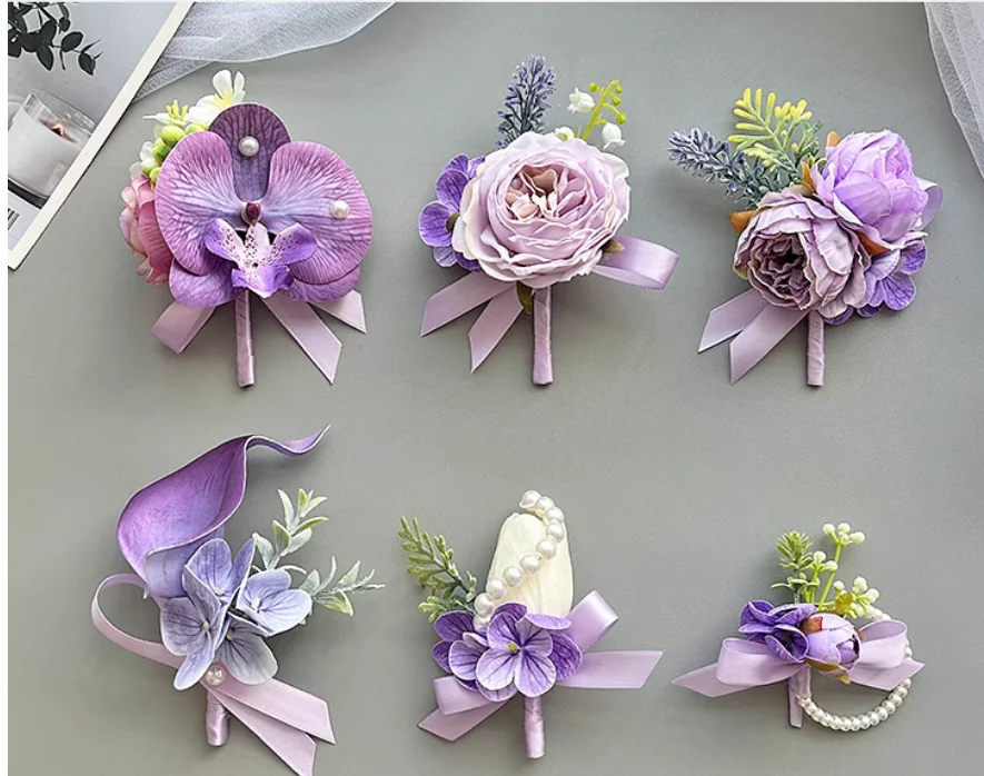 

Dream Purple Phalaenopsis Bride and Bride Wedding Corsage Best Man Bridesmaid Business Activities Guest Lapel