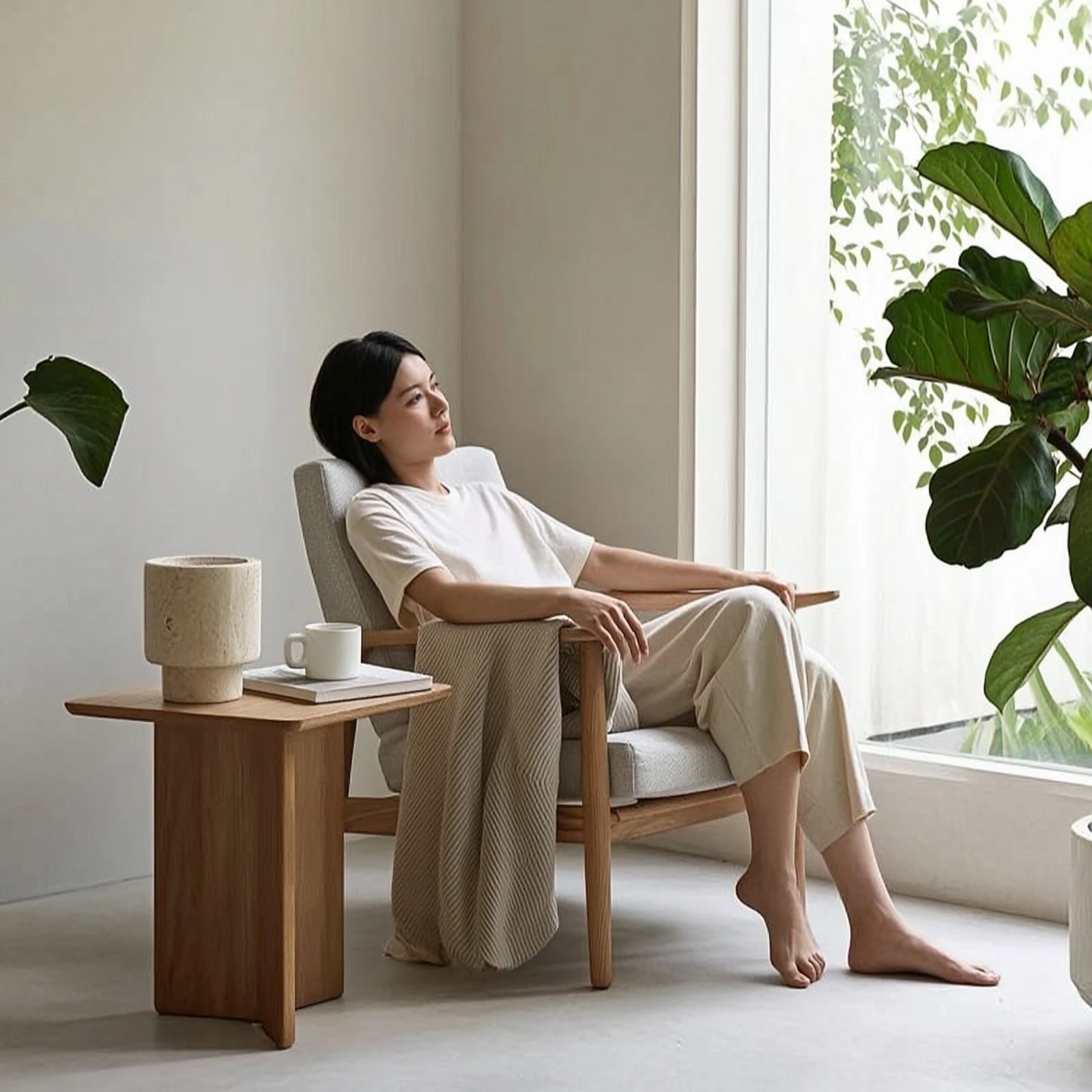 Travertine Vase Tabletop Sculptural Vase Minimalist Easy to Clean for Coffee Table, Shelf view 5