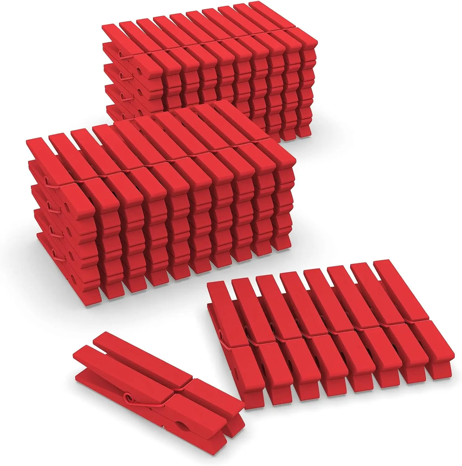 100 Pcs Red Clothes pins - 2.9 Inch Wooden Clothespins Cheer Clips | Vibrant for Crafts Classroom Decorations Clothing Pictures