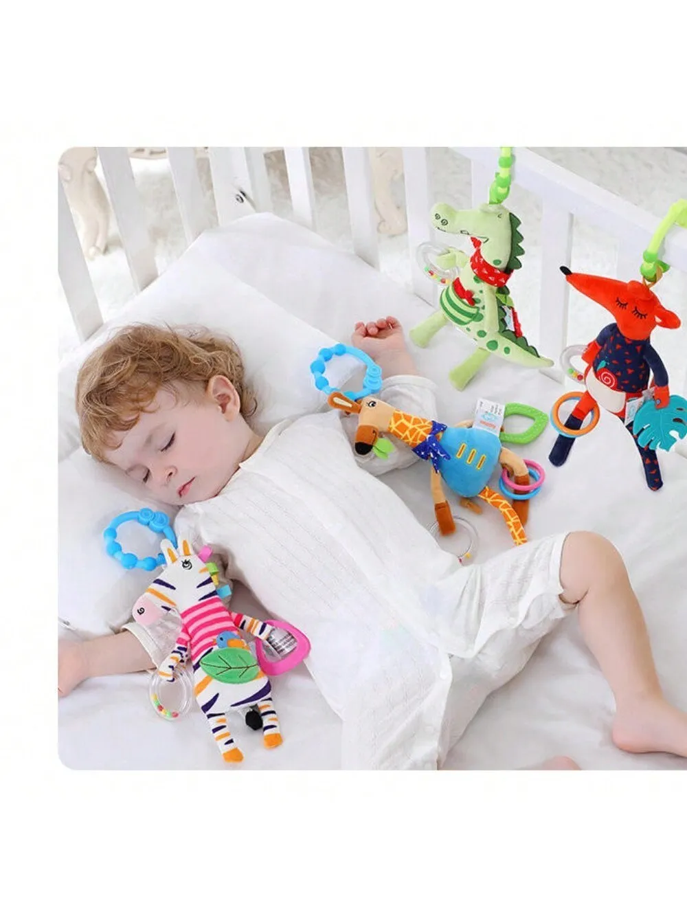 لعبة معلقة على شكل حيوان قطيفة بصوت حاد ، غابة ، عربة أطفال #5