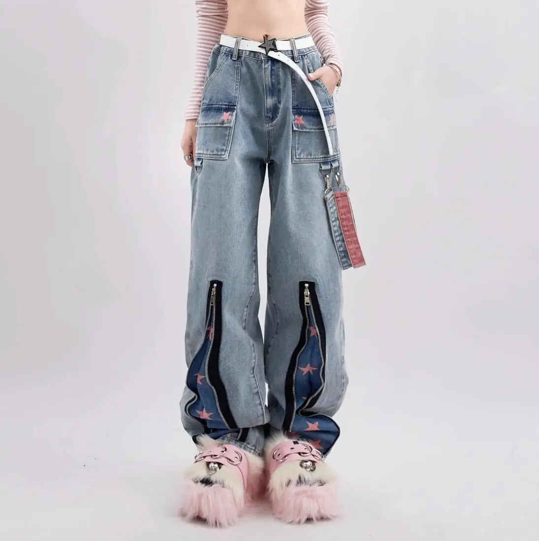 Women Jeans Star Vintage Y2k 90s Aesthetic Oversize Denim Trousers 2000s Harajuku High Waist Baggy Cowboy Pants Hip Hop Clothes