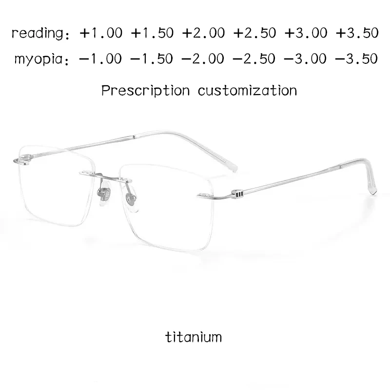 

Ultra-light pure titanium frame custom myopia prescription glasses rimless glasses men's reading glasses