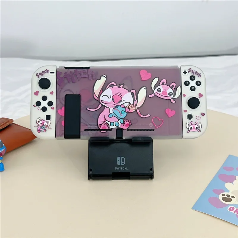 Disney Stitch Hard Case Charging Dock Station Cover Protective Shell for Nintendo Switch Oled NS Console Crystal Protector Skin