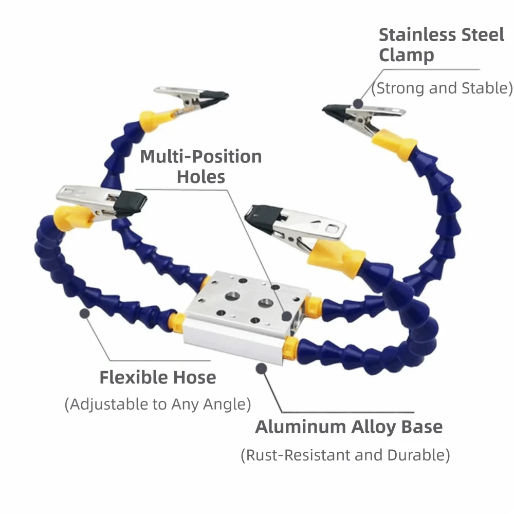 

Octopus Design Welding Table Clamp Flexible Arm Aluminum Alloy Base Soldering Helping Hands 1-6 Arms Adjustable