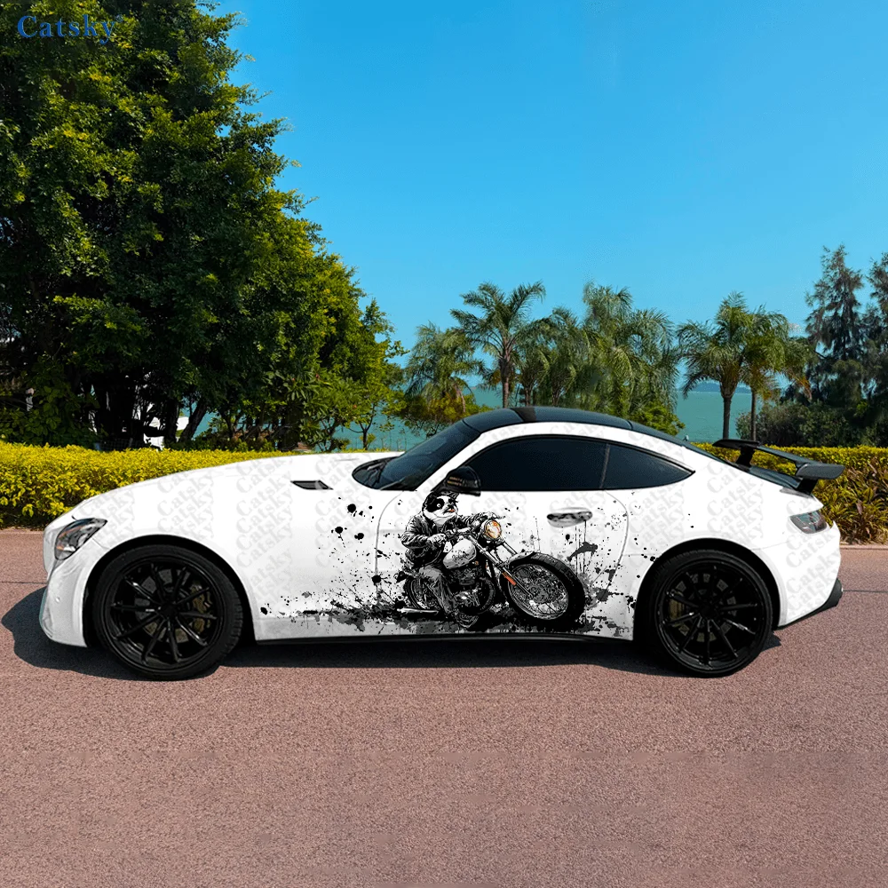 

Декор боковой наклейки автомобиля с изображением мотоциклиста, водонепроницаемая устойчивая к царапинам наклейка из ПВХ, защита автомобиля, автоаксессуары в подарок
