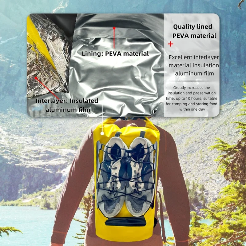 New Outdoor Storage Backpack Dry Wet Separation Insulated Backpack Waterproof Collapsible Bag Kayaking Rafting Storage Bag
