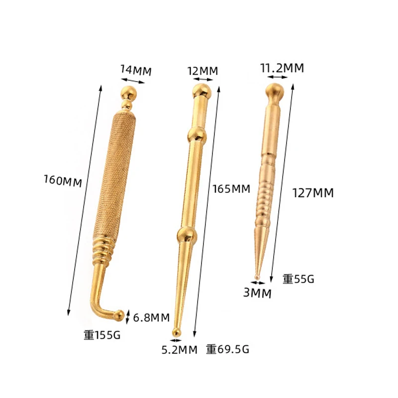 

3 шт./компл. латунный инструмент для мышц глаз, меридианы для лица, инструмент для акупунктурных точек, палочка для скребка ног, массажная ручка, указывающая палочка, переносная