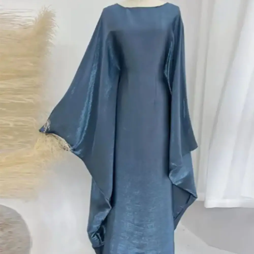 Luxury Muslim Maxi Summer Shiny Ramadan Eid Marocain Robe Batwing Abaya Dubai Kaftan Dress Kebaya Musulmane