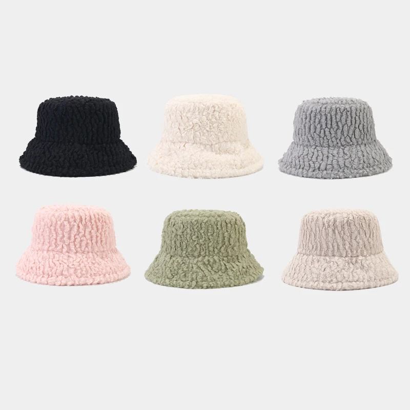 Winter Faux Shearling Bucket Hat Soft Cozy Warm Fisherman Cap for Women Multi-Colors Available