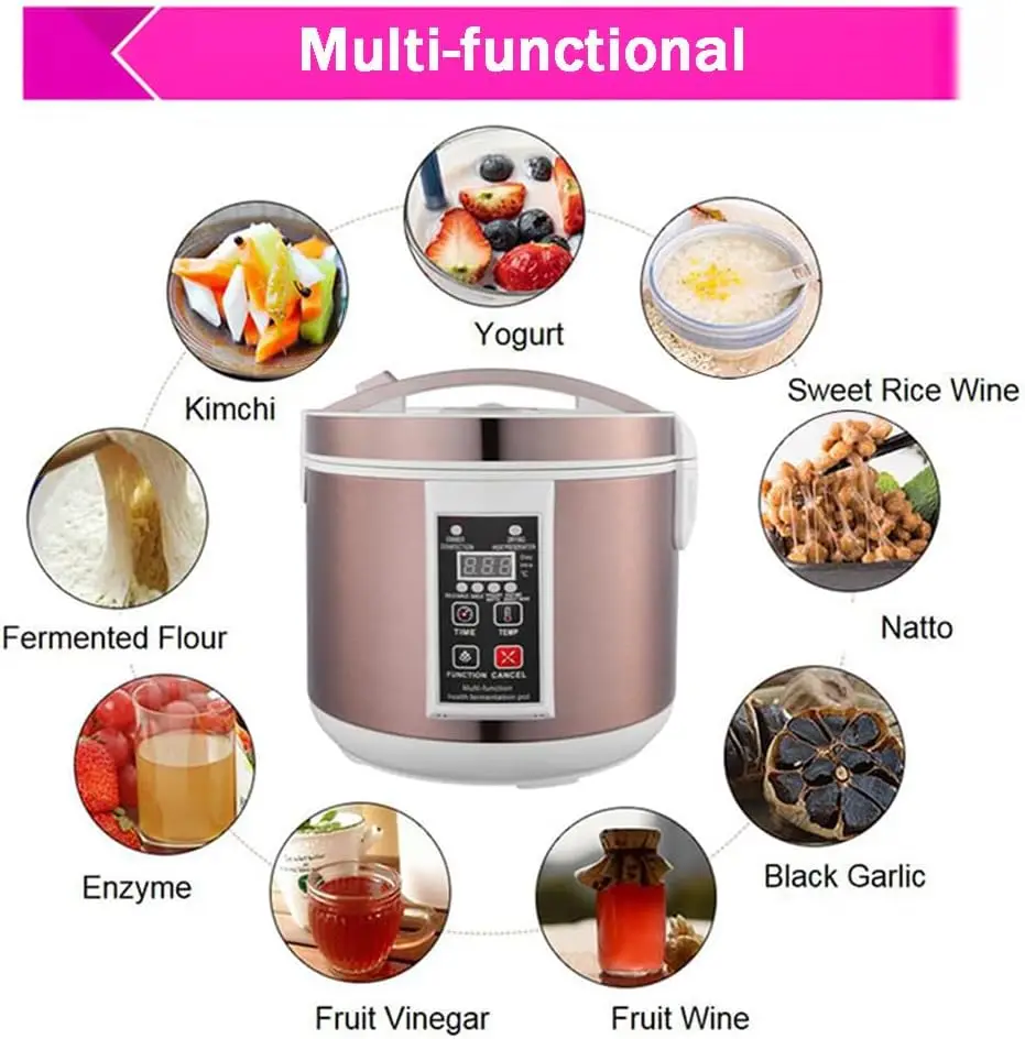 5L Multi-functional Health Fermentation Pot Black Garlic Fermenter 110V Automatic Intelligent Fermenter for Yogurt Enzyme Natto