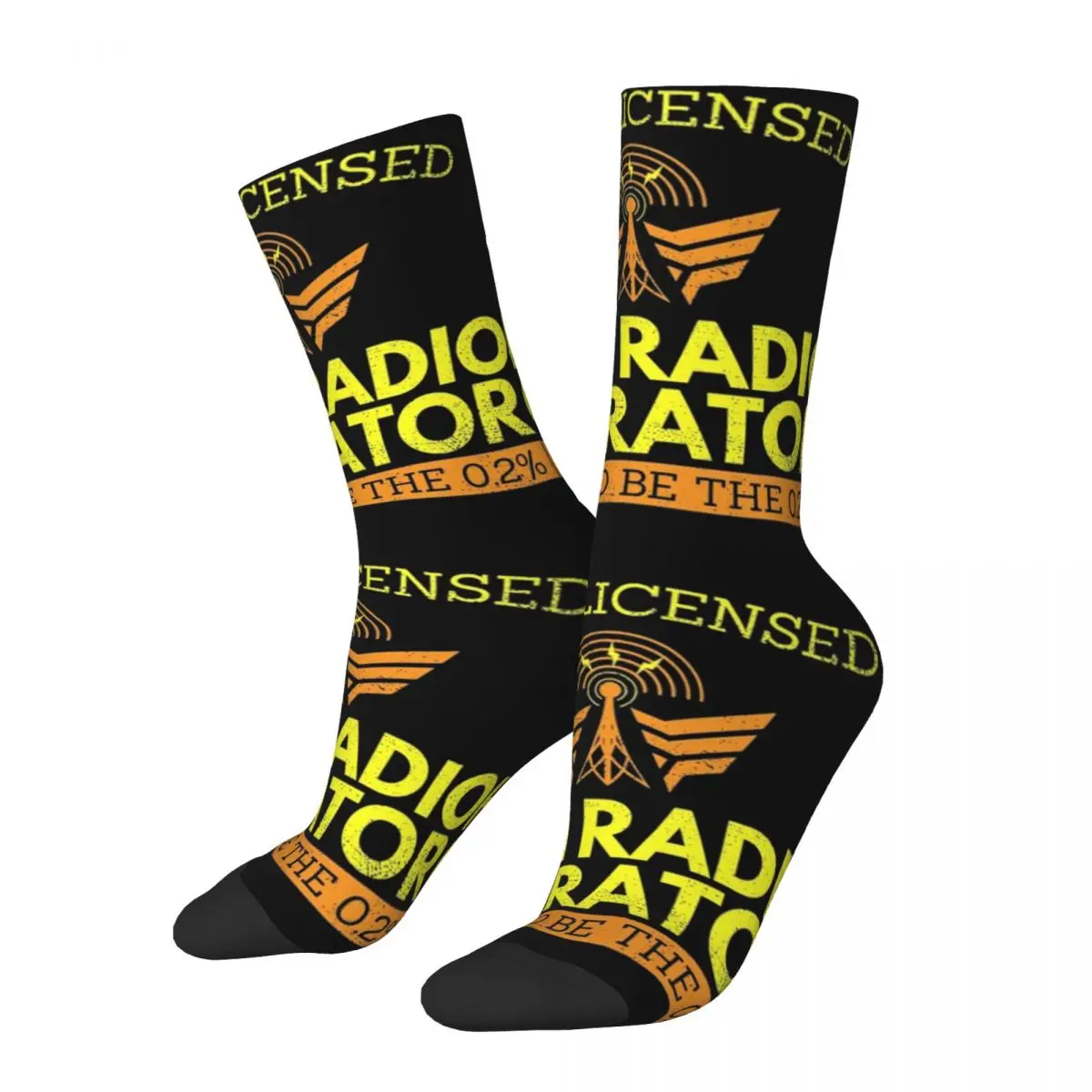 Licensed Ham Radio Operator Design Theme Crew Socks Product for Men Women Flexible Stockings