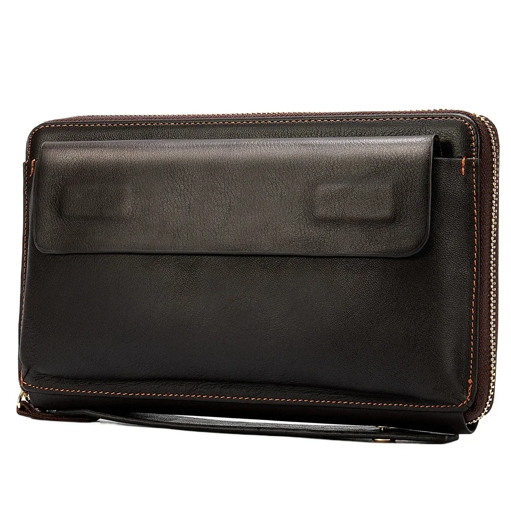 

Anti-theft brush men's wallet first layer cowhide long clutch bag men's wallet with interlayer