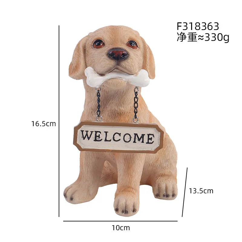 Dog Carrying Welcome Sign Statue for Outdoor Garden Courtyard Entrance Lawn Decoration Home Ornament