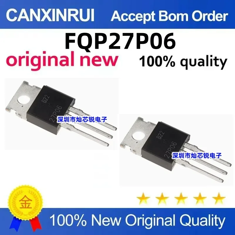 

(5-100 pieces) New FQP27P06 27P06 P-channel MOSFET Field Effect Transistor 60V 27A Direct Insertion TO-220
