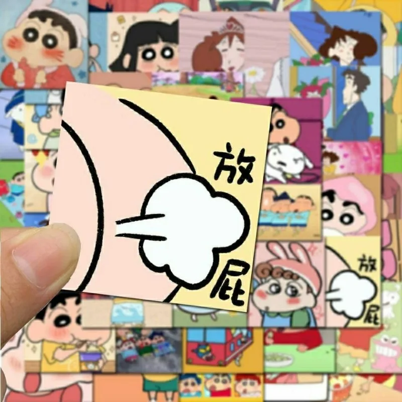 Autocollants décoratifs de dessin animé mignon, crayon Shin-chan, autocollants pour ordinateur portable, étui de téléphone JEMobile, tasse à eau, bagages, vente en gros, 50 pièces