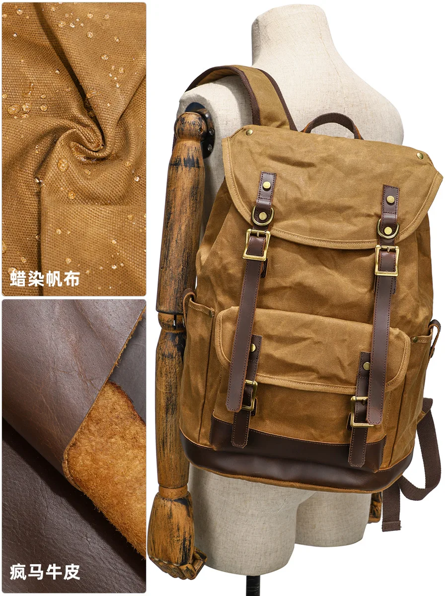 Mochila Hombre Mochilas Zwarte Heren Rugzak-Traveltas Merk Tas Lederen Dubbele Schouder Canvas Grote Tas Voor Heren Bolsa