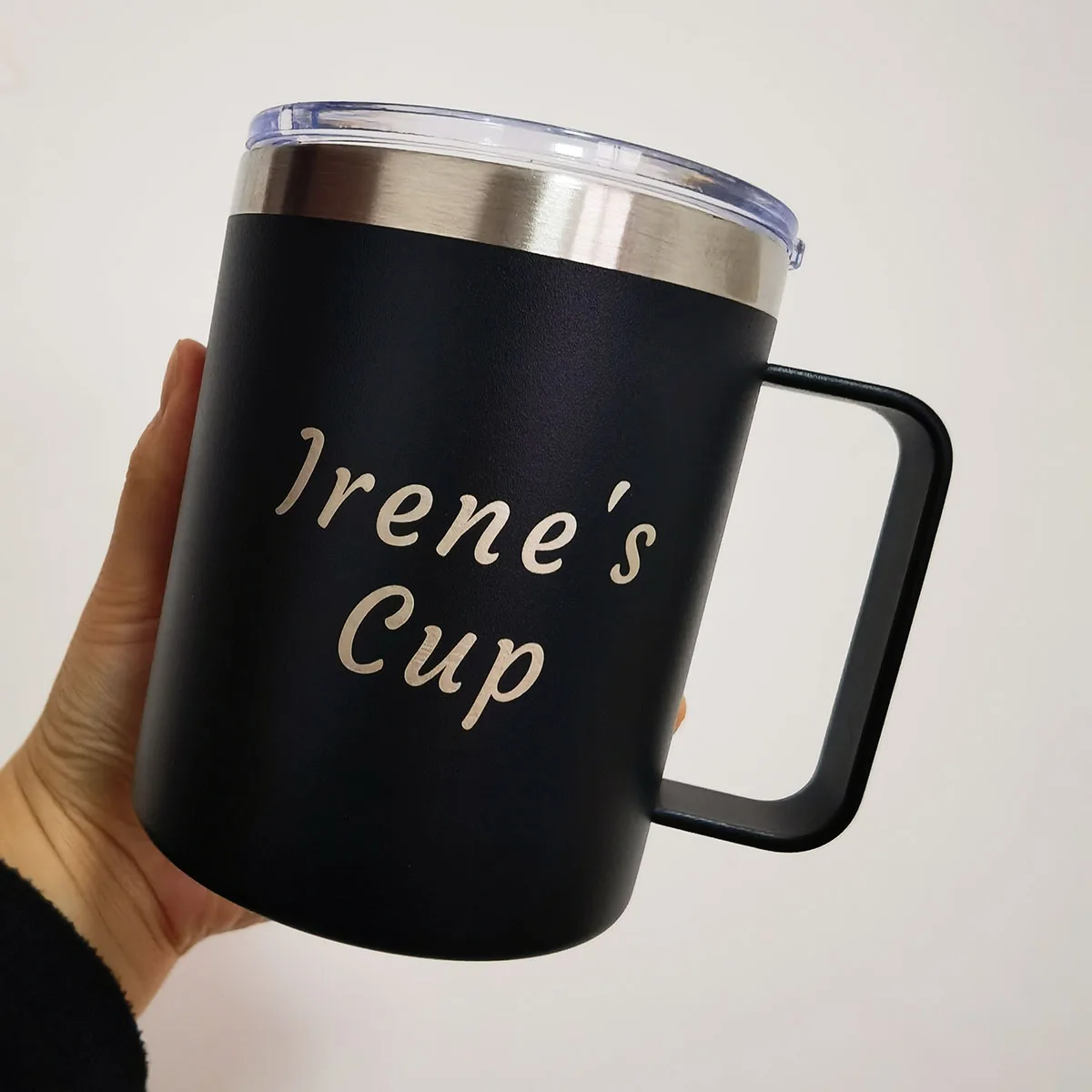 Taza aislada de acero inoxidable de 16oz, taza térmica al vacío, taza de café, taza de cerveza con asa, frascos de vacío de doble pared para oficina